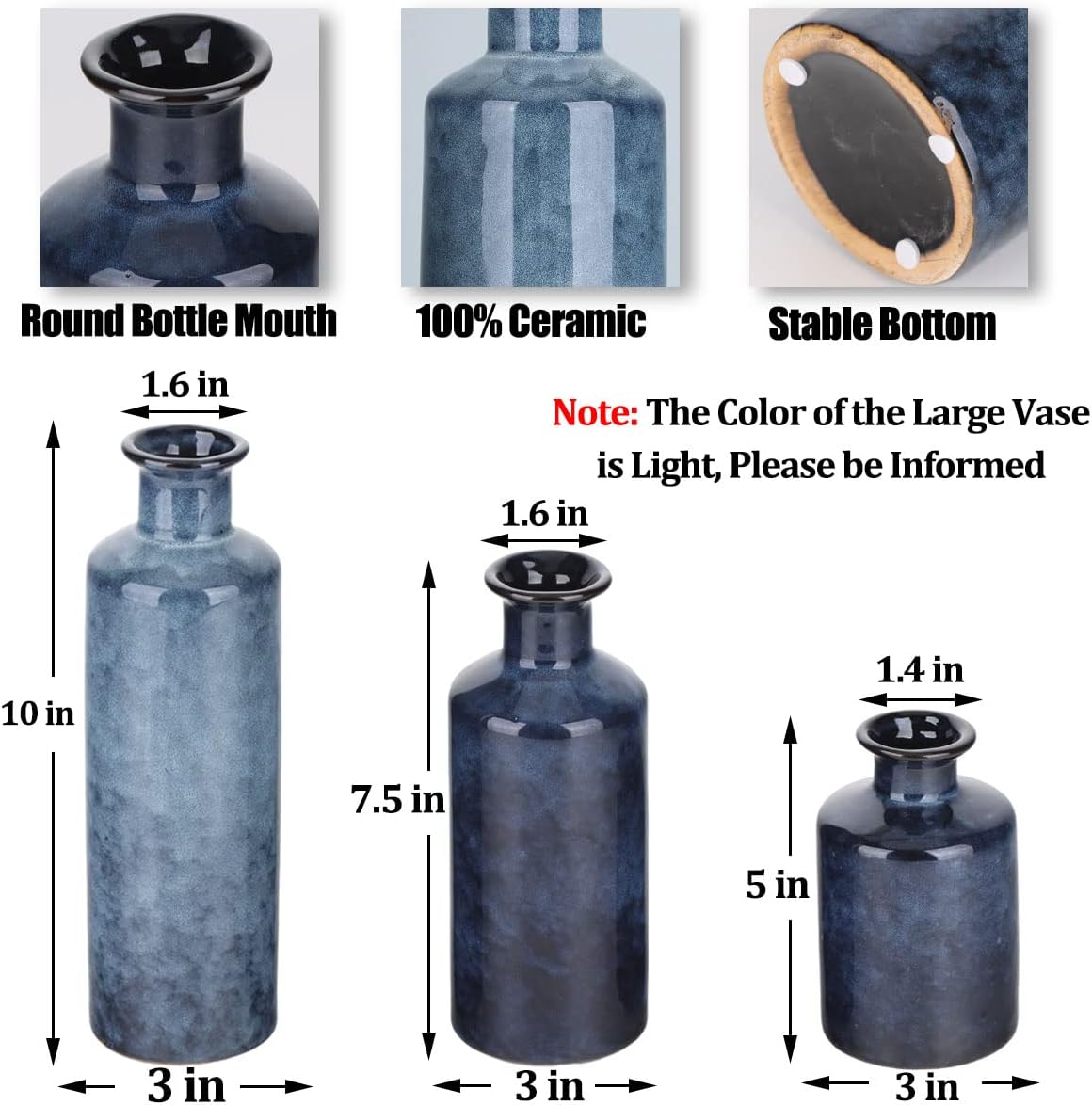 The Indigo Horizon Vase Trio