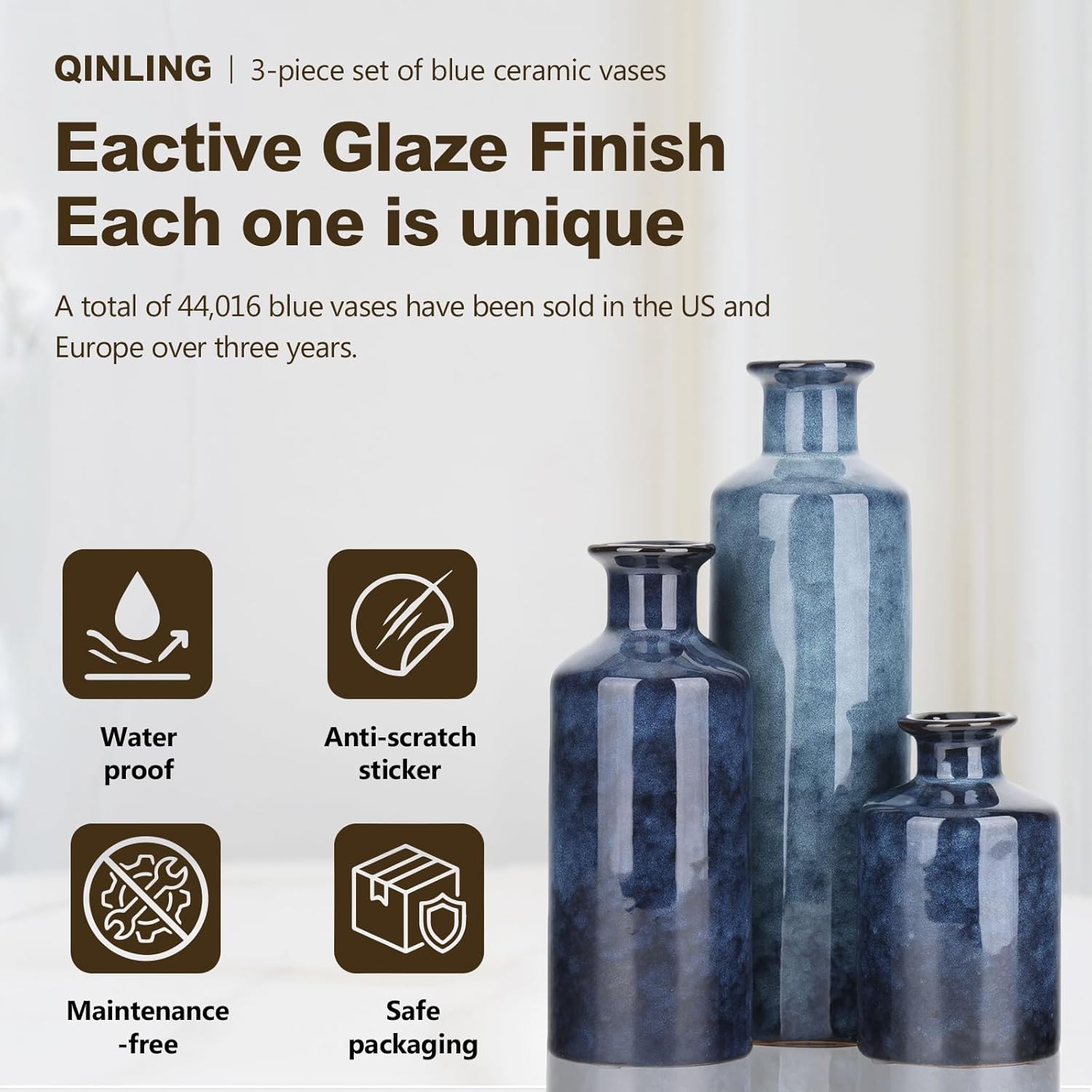 The Indigo Horizon Vase Trio