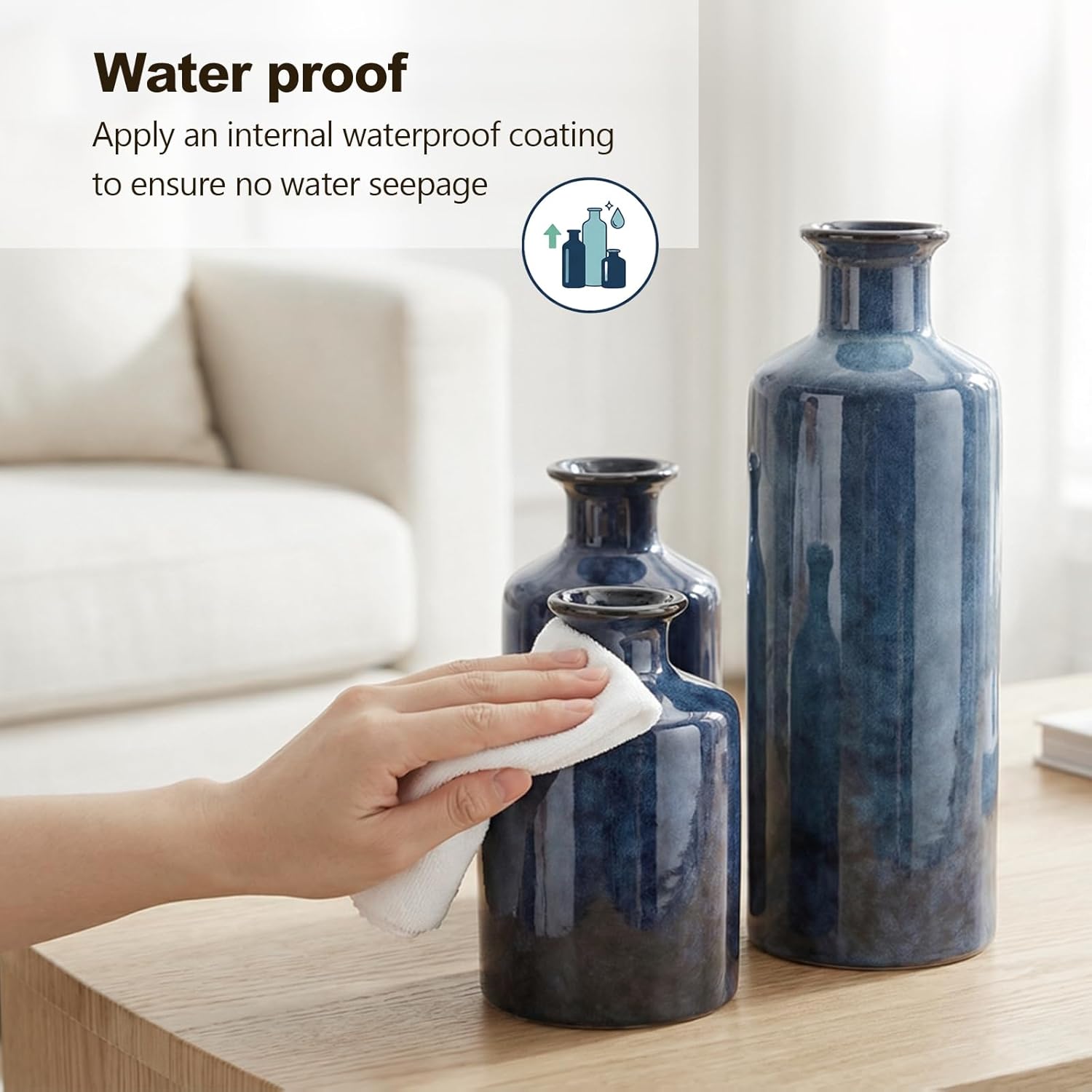 The Indigo Horizon Vase Trio